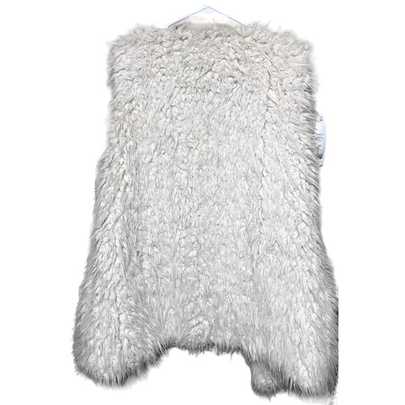 Two by Vince Camuto Womens Faux Fur Vest Size L Mob Wife Cream Ivory - Picture 7 of 8